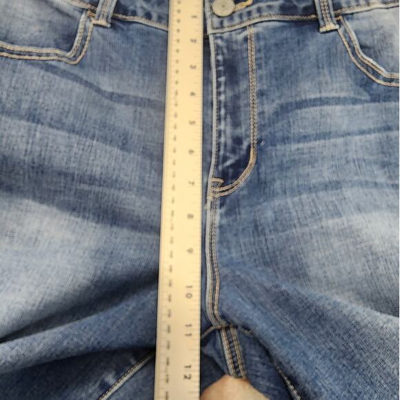 Maurices Jeans Womens L Blue High Rise Distressed Raw Hem Jegging Stretch Skinny - Picture 8 of 11